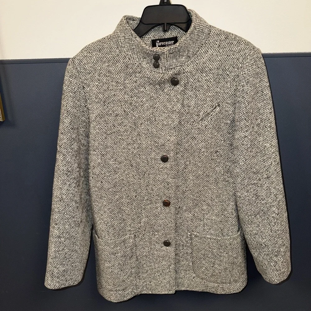 Forecaster of Boston‎ Vintage Grey Wool Tweed Overcoat Blazer Sz 11/12 BL